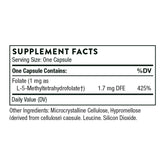 Product label for THORNE 5-MTHF 1mg methylfolate